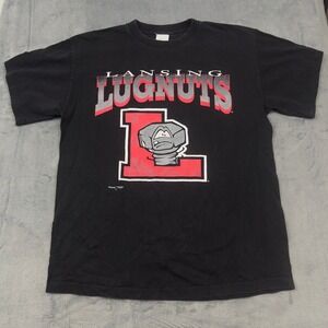 Vintage 1999 Majestic Lansing Lugnuts MLB Baseball T-Shirt Black Men's Size L